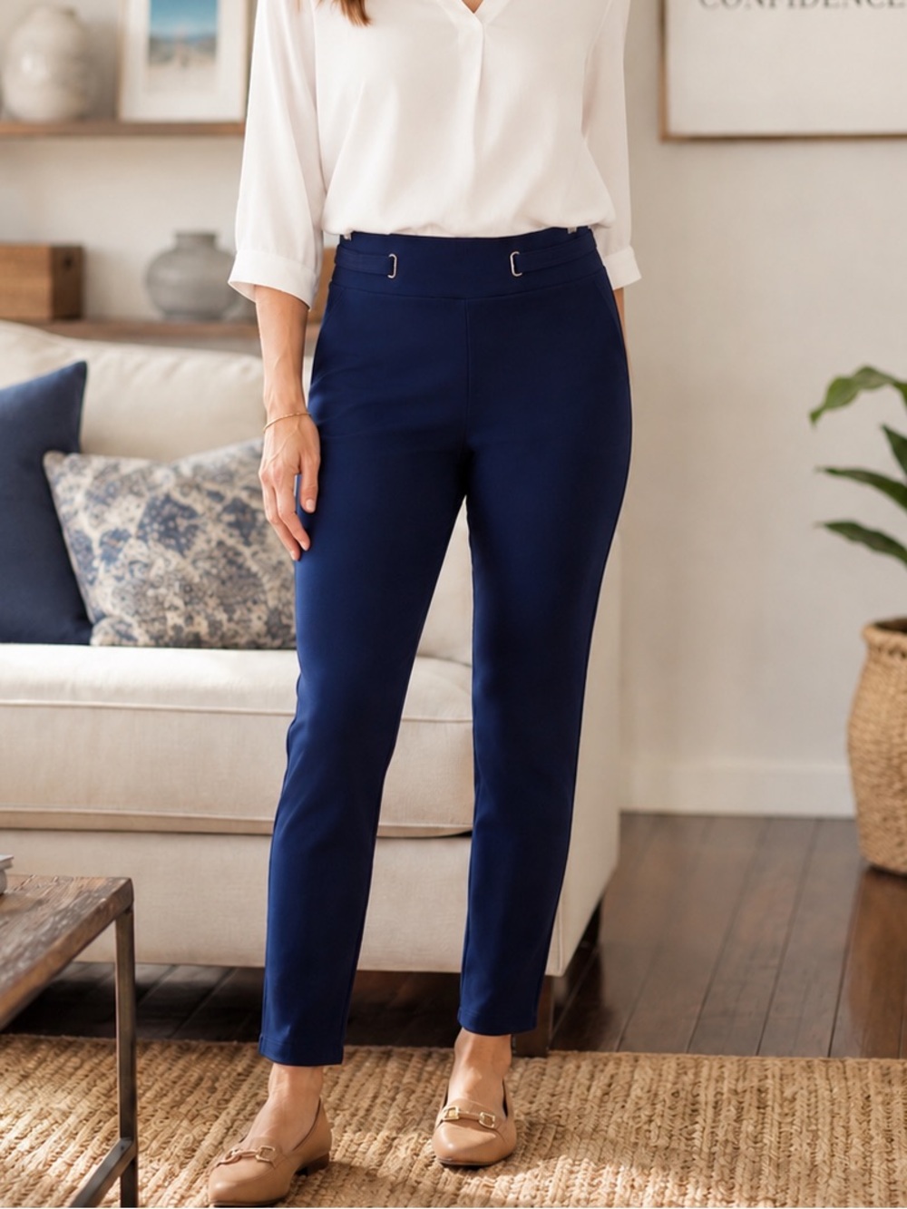 One 5 One Embellished Waist Blue Knit Pant size medium